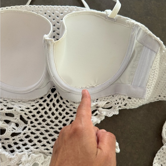 White Crochet One Piece Swimsuit with Cutouts - Picture 2 of 5